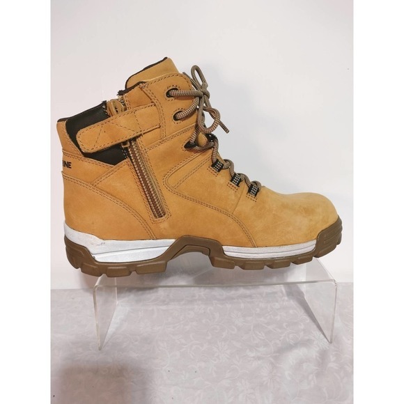Wolverine Steel Cap safety waterproof tan leather boots Men 11 EW Woman 12.5 - Picture 4 of 13